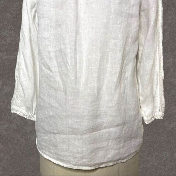 J. Jill Love Linen White Embroidered Peasant Top XS - Picture 9 of 11